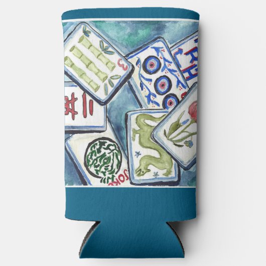 Blauwe tegels seltzer blikjeskoeler (Voorkant)