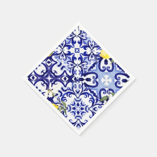 Blauwe tegels, Siciliaans, majolica, mozaïekkunst, Servet (Hoek)