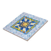 Blauwe tegels, Siciliaanse zon, mozaïek, majolica, Tegeltje (Zijkant)