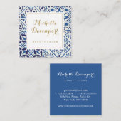 Blauwe tegels stilish vierkant visitekaartje (Voorkant / Achterkant)