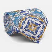 Blauwe tegels stropdas (Opgerold)