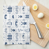 Blauwe tegels theedoek (Quarter Fold)