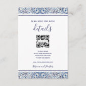 Blauwe tegels trouwgegevens QR-code invoegen kaart (Voorkant)