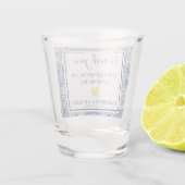 Blauwe tegels Trouwgunst Bedankt Shot Glas (Achterkant)