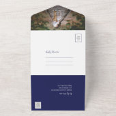 Blauwe tegels Uitnodiging tot huwelijk in één foto (Buitenkant)