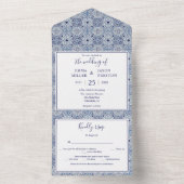 Blauwe tegels Uitnodiging tot huwelijk in één foto (Binnen)