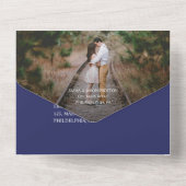 Blauwe tegels Uitnodiging tot huwelijk in één foto (Achterkant)