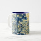Blauwe tegels (volledig afbeelding) tweekleurige koffiemok (Voorkant links)