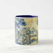 Blauwe tegels (volledig afbeelding) tweekleurige koffiemok (Center)