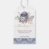 Blauwe tegels Vrijgezellenfeest thee Cadeaulabel (Voorkant)