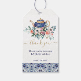 Blauwe tegels Vrijgezellenfeest thee Cadeaulabel