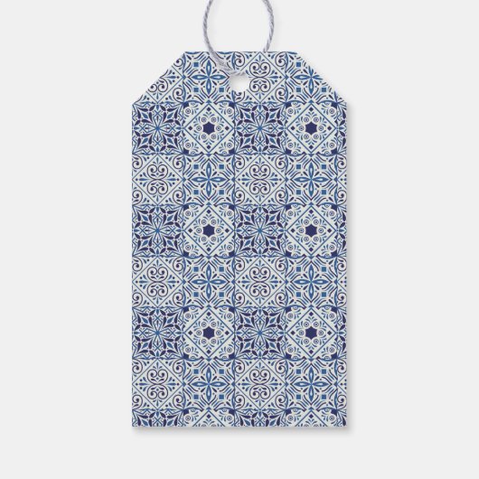 Blauwe tegels Vrijgezellenfeest thee Cadeaulabel (Achterkant)