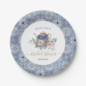 Blauwe tegels Vrijgezellenfeest theedecor Papieren Bordje (Voorkant)