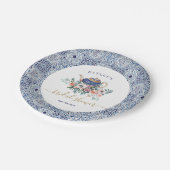 Blauwe tegels Vrijgezellenfeest theedecor Papieren Bordje (Gekanteld)