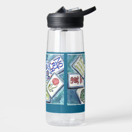 Blauwe tegels waterfles