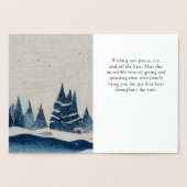 Blauwe tekening winterlandschapsbos folie kaarten (Binnen)