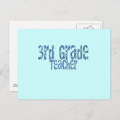 Blauwe tekst 3e graad leraar briefkaart (Voorkant / Achterkant)