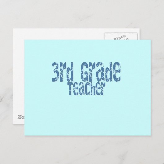 Blauwe tekst 3e graad leraar briefkaart (Voorkant / Achterkant)