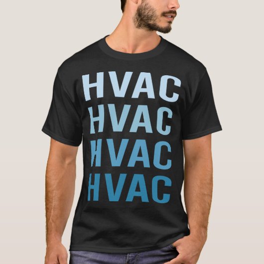Blauwe tekst HVAC T-shirt (Voorkant)