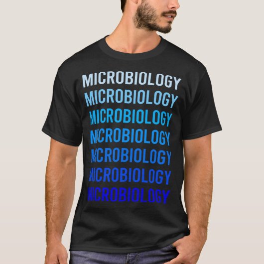 Blauwe Tekst Microbiologie Microbioloog T-shirt (Voorkant)