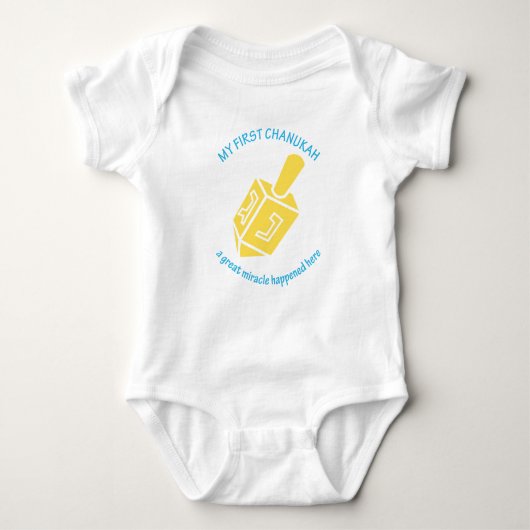 Blauwe tekst "My First Chanukah" Romper (Voorkant)