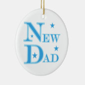 Blauwe tekst Nieuwe pap cadeaus Keramisch Ornament (Rechts)