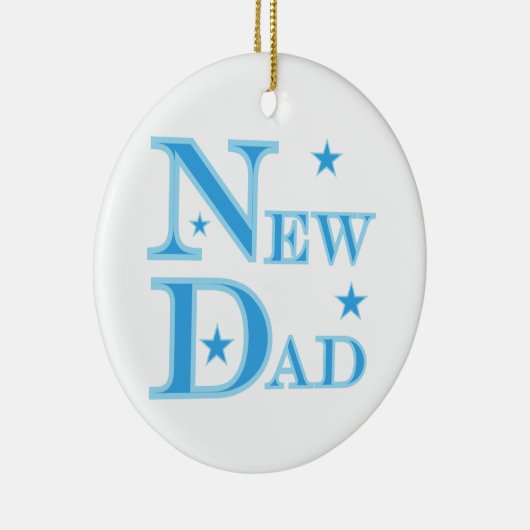 Blauwe tekst Nieuwe pap cadeaus Keramisch Ornament (Rechts)