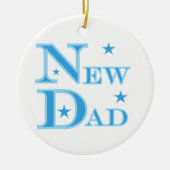 Blauwe tekst Nieuwe pap cadeaus Keramisch Ornament (Voorkant)