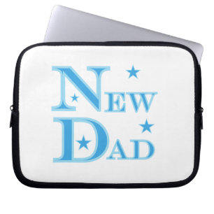 Blauwe tekst Nieuwe pap cadeaus Laptop Sleeve