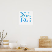 Blauwe tekst Nieuwe pap cadeaus Poster (Keuken)