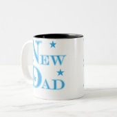 Blauwe tekst Nieuwe vader Tweekleurige Koffiemok (Voorkant links)
