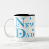 Blauwe tekst Nieuwe vader Tweekleurige Koffiemok (Links)