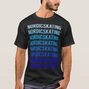 Blauwe Tekst Nordic Schaatsen Schaatser T-shirt