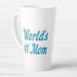 Blauwe tekst over mam latte mok