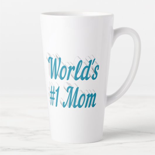 Blauwe tekst over mam latte mok (Rechts)