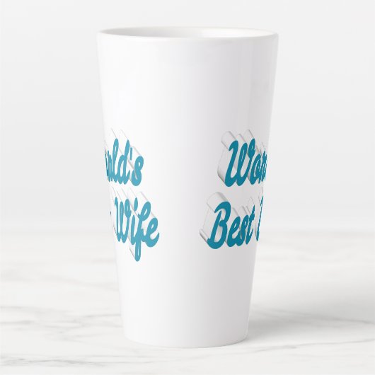 Blauwe tekst over Wife Latte Mok (Voorkant)
