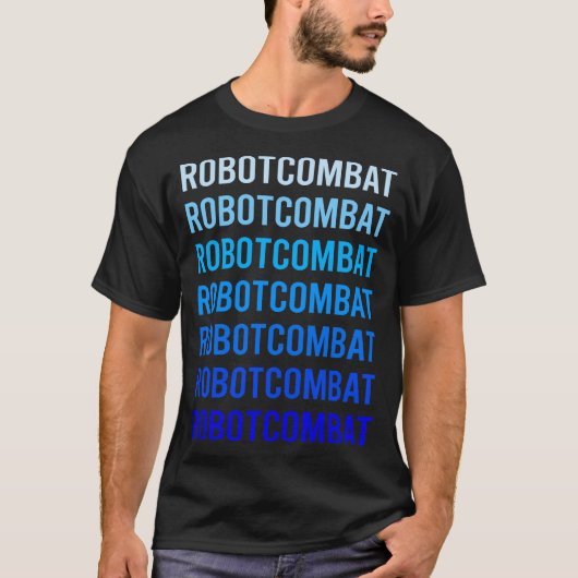 Blauwe Tekst Robot Strijd Robots T-shirt (Voorkant)