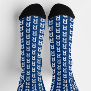 Blauwe tekst sporten aangepaste monogramnaam en te sokken
