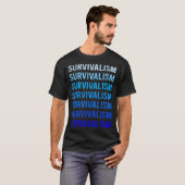 Blauwe Tekst Survivalisme Prepper Overleven T-shirt (Voorkant volledig)