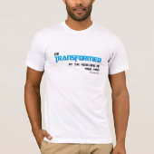 Blauwe tekst transformeren t-shirt (Voorkant)