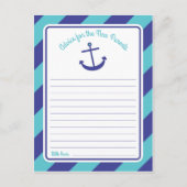 Blauwe tekst van het Baby shower van het Anker van Advieskaart (Voorkant)