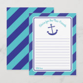 Blauwe tekst van het Baby shower van het Anker van Advieskaart (Voorkant / Achterkant)