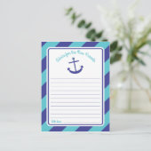 Blauwe tekst van het Baby shower van het Anker van Advieskaart (Staand voorkant)