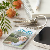 Blauwe tekst van mam Foto Sleutelhanger (Voorkant Rechts)