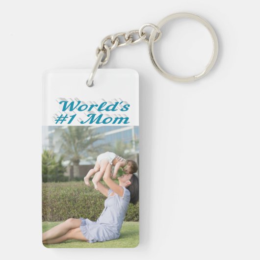 Blauwe tekst van mam Foto Sleutelhanger (achterkant)