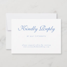 Blauwe Tekst Witte Bruiloft RSVP Kaartje