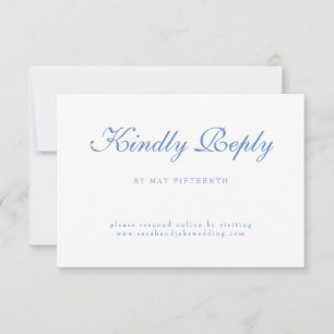 Blauwe Tekst Witte Bruiloft RSVP Kaartje