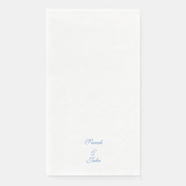 Blauwe tekst Witte Bruiloft Servet