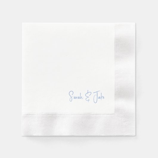 Blauwe Tekst Witte Moderne Script Getrouwde Gesche Servet (Voorkant)