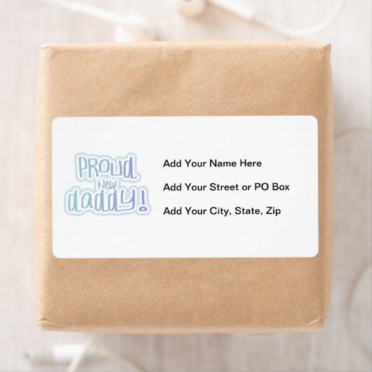 Blauwe tekstgroep Nieuwe Papa-cadeautjes Etiket (Insitu)